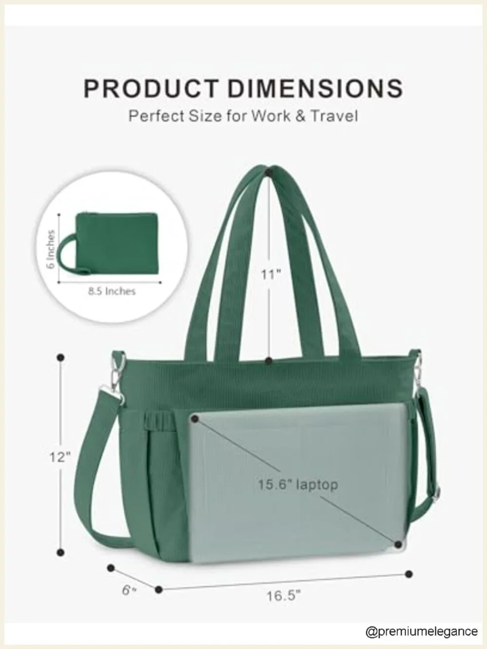 Corduroy Tote Bag with 9 Pockets and 40oz Cup Holder, Laptop Work Purse for